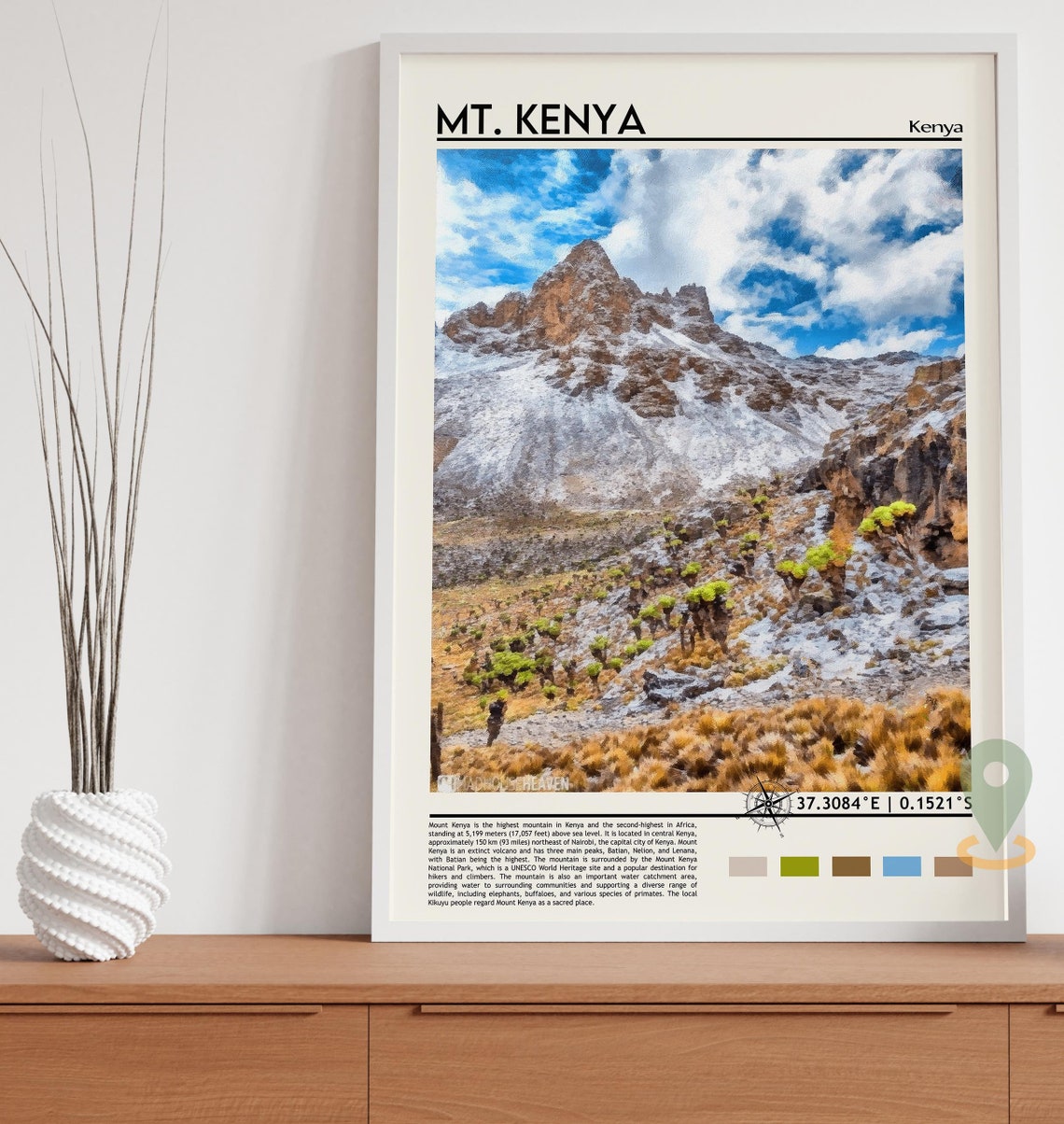 Mount Kenya Kenya Snow Capped Peak National Park Travel Poster - Image 5