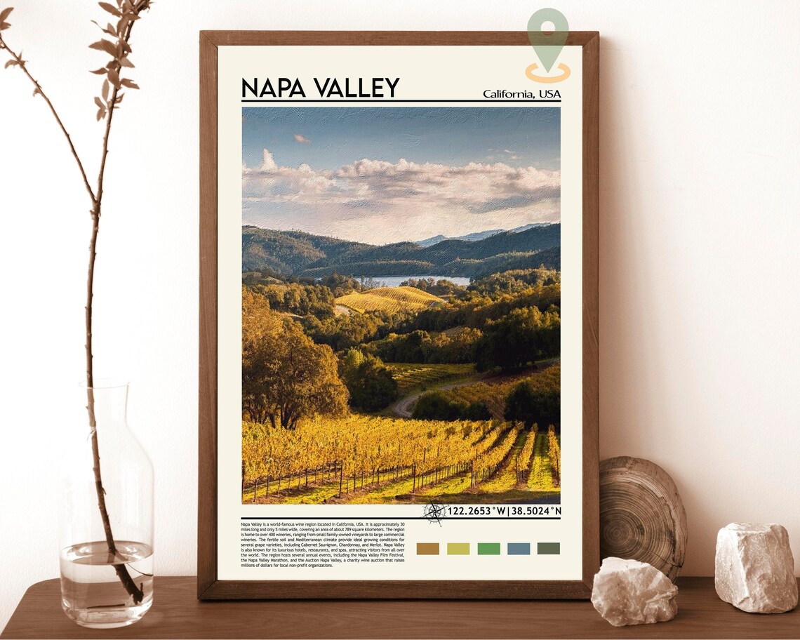 Napa Valley California Vineyard Autumn Hills Wine Country Poster