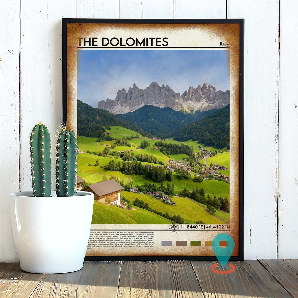 The Dolomites Italy Alpine Valley Peaks Meadow Travel Poster - Image 2