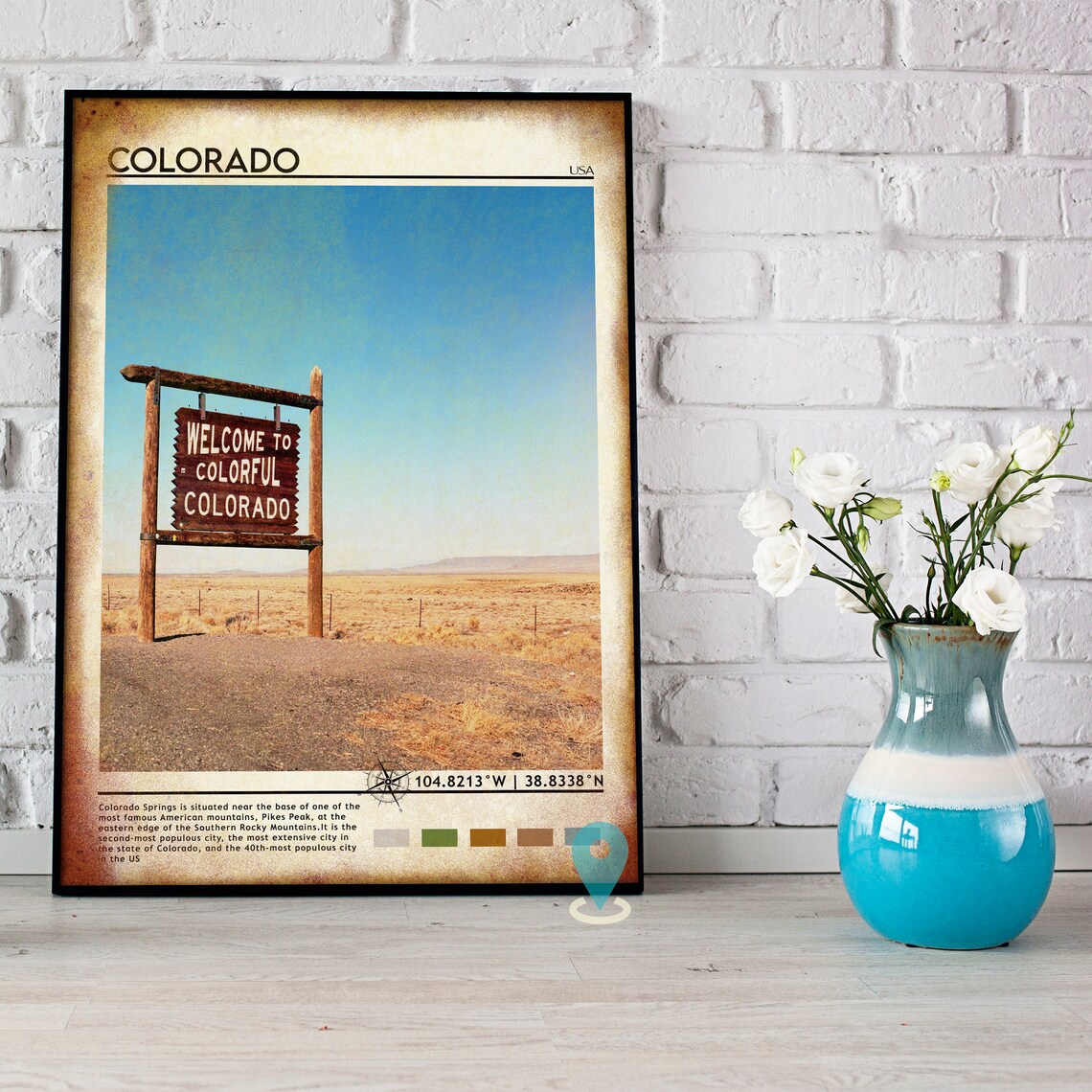 Colorado USA Colorful Welcome Sign Desert View Poster for Road Trip Lovers - Image 3