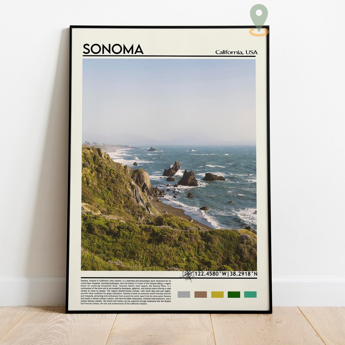 Sonoma California Coast Cliffs Pacific Ocean View Travel Poster - Image 2