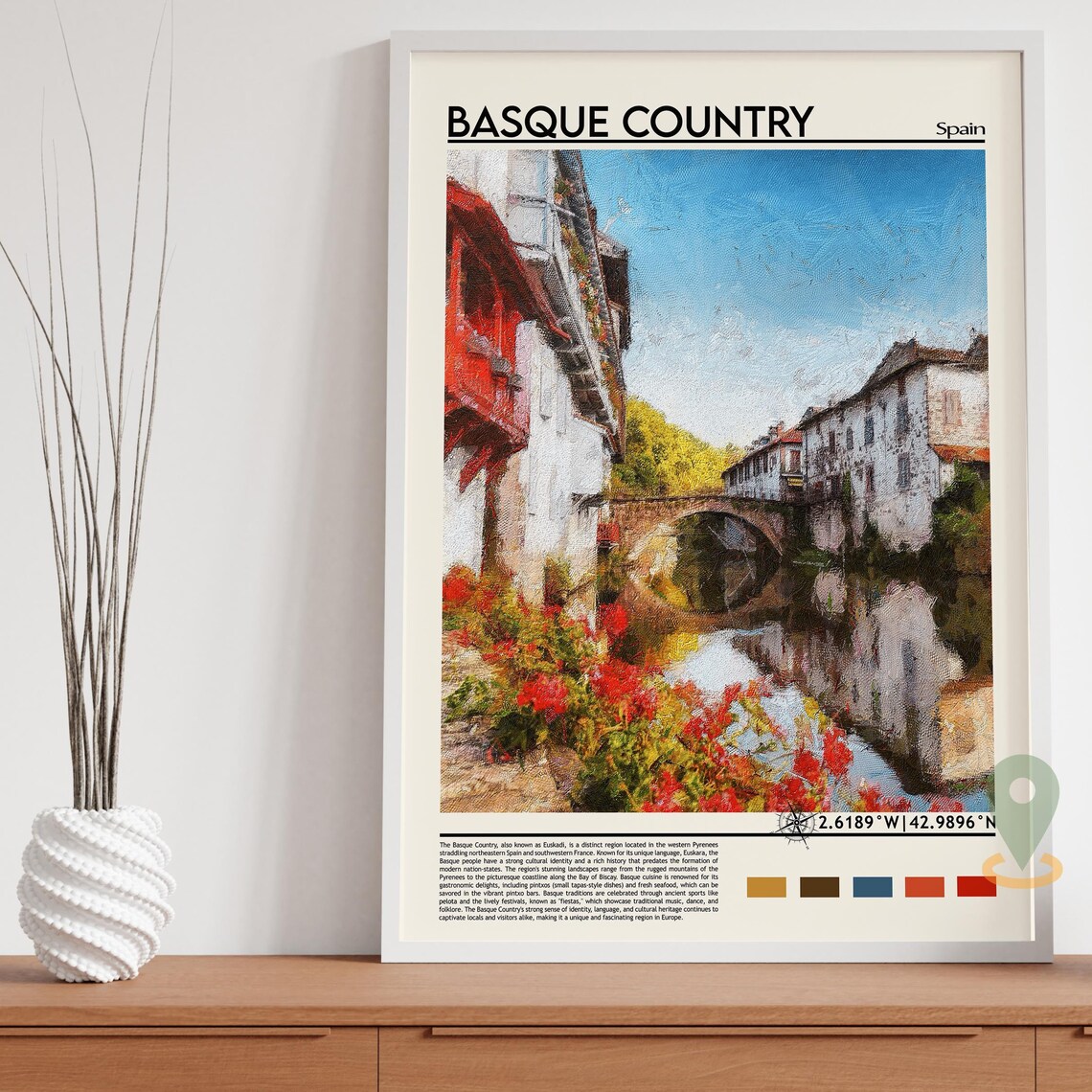 Basque Country Spain Flower Canal Village Photo Travel Wall Art - Image 5