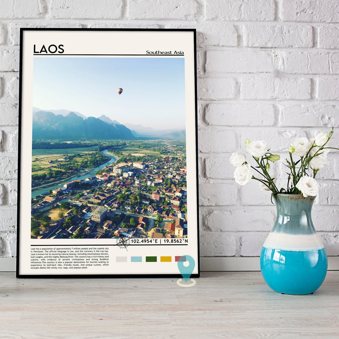 Laos Print Laos Art Laos Poster Laos Photo Laos Poster Print Laos Painting Laos Poster Laos Wall Art Vientiane City Vientiane Map - Image 5