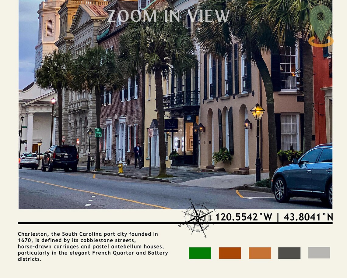 Charleston South Carolina Historic Street Palms Travel Poster - Image 4