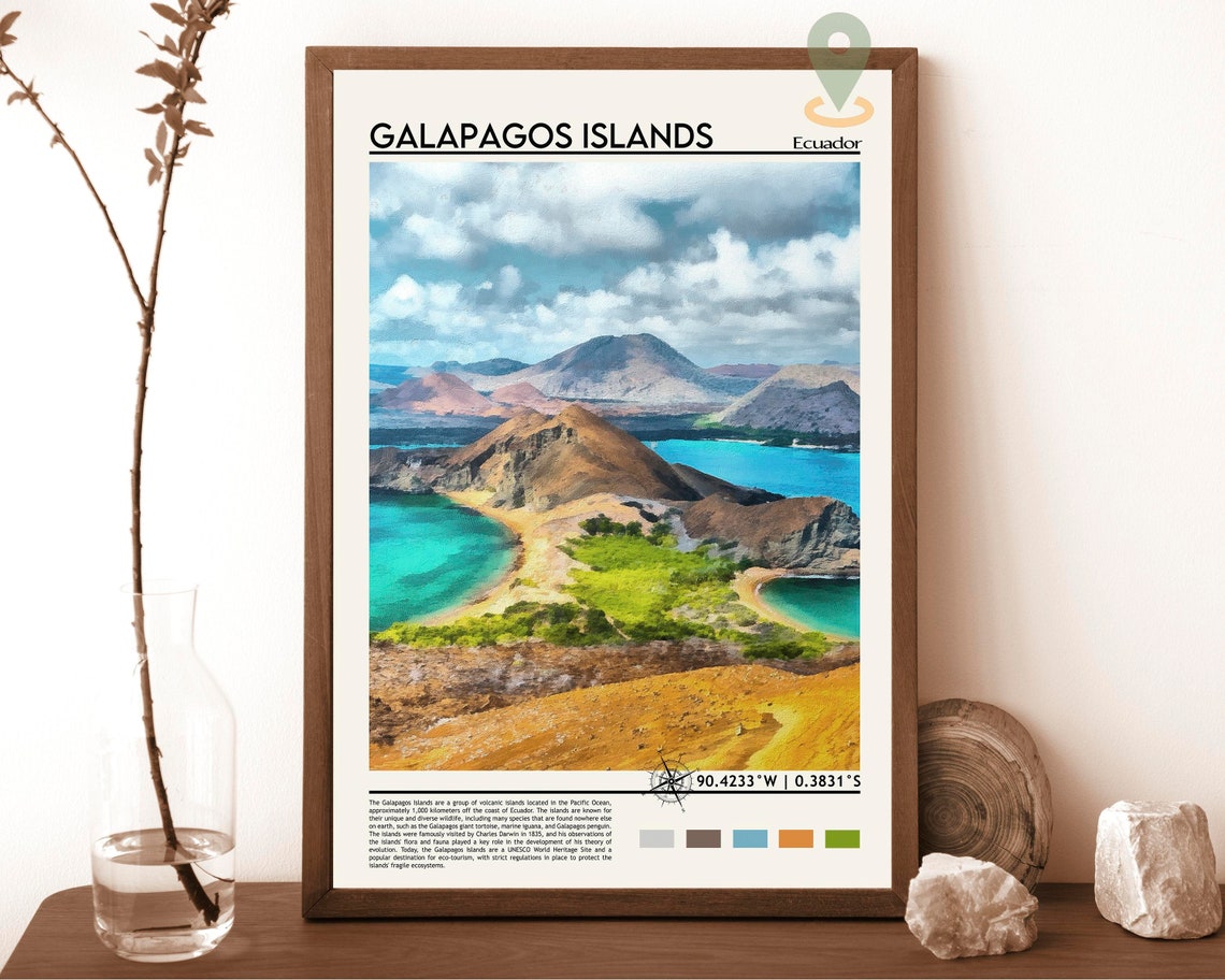 Galapagos Islands Ecuador Turquoise Bays Volcanic Hills Poster