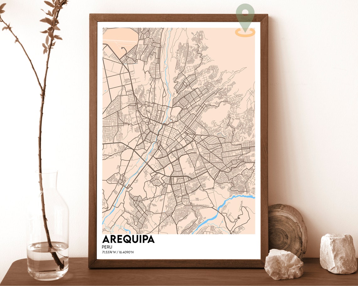 Arequipa Peru City Map Bold Red Modern White Street Art Poster - Image 4