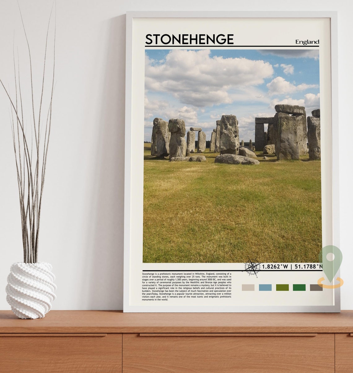 Stonehenge England Prehistoric Monument Green Fields Travel Poster - Image 4