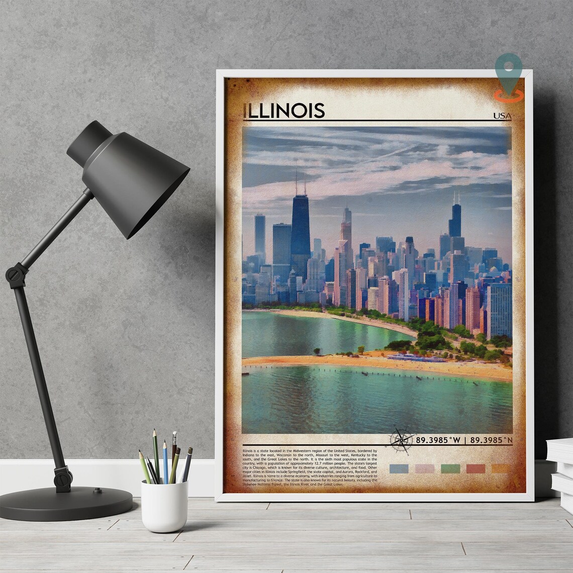 Illinois Chicago Skyline Lake Michigan Shoreline City USA Poster - Image 4