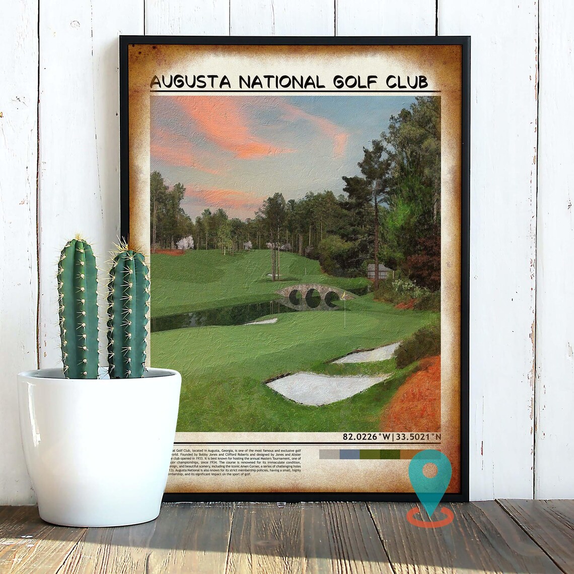 Augusta National Golf Club Sunset Golf Course Sports Poster Art - Image 2