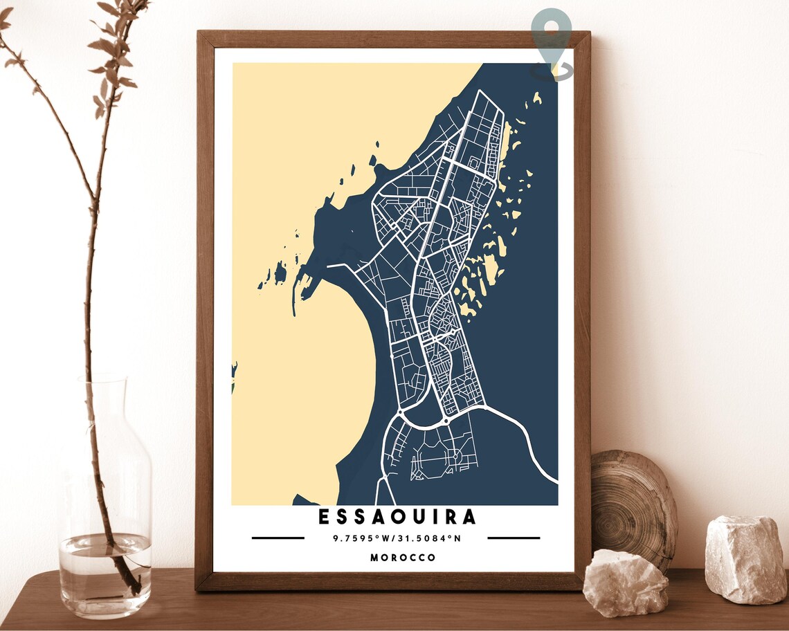 Essaouira Morocco Terracotta Minimal Coastal City Map Poster - Image 2