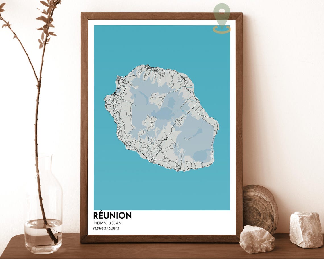 Reunion Map Reunion Map Print Reunion Wall Art Reunion Travel Poster Reunion Poster Reunion Photo Reunion City Map Reunion France - Image 6