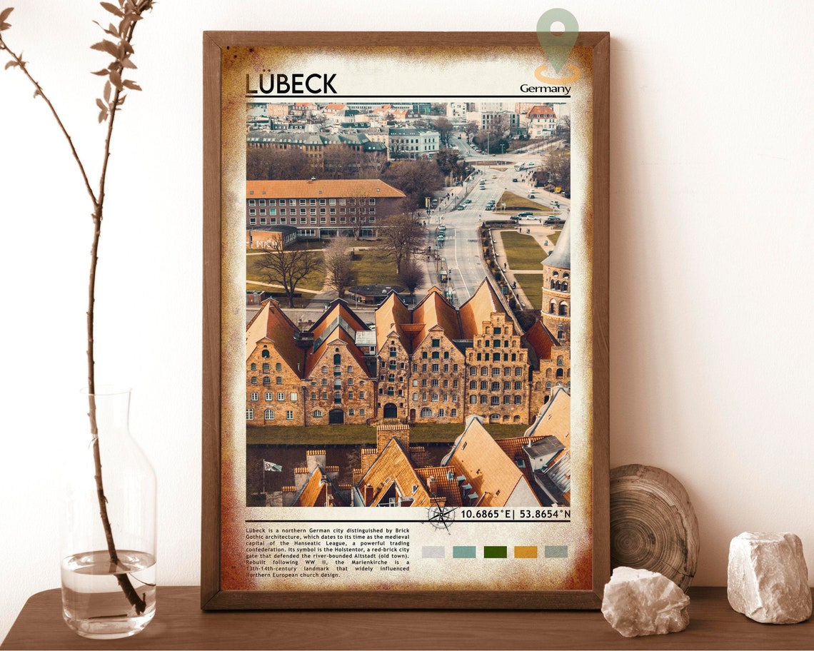 Lubeck Germany Hanseatic Old Town Brick Gothic Aerial Poster - Image 6