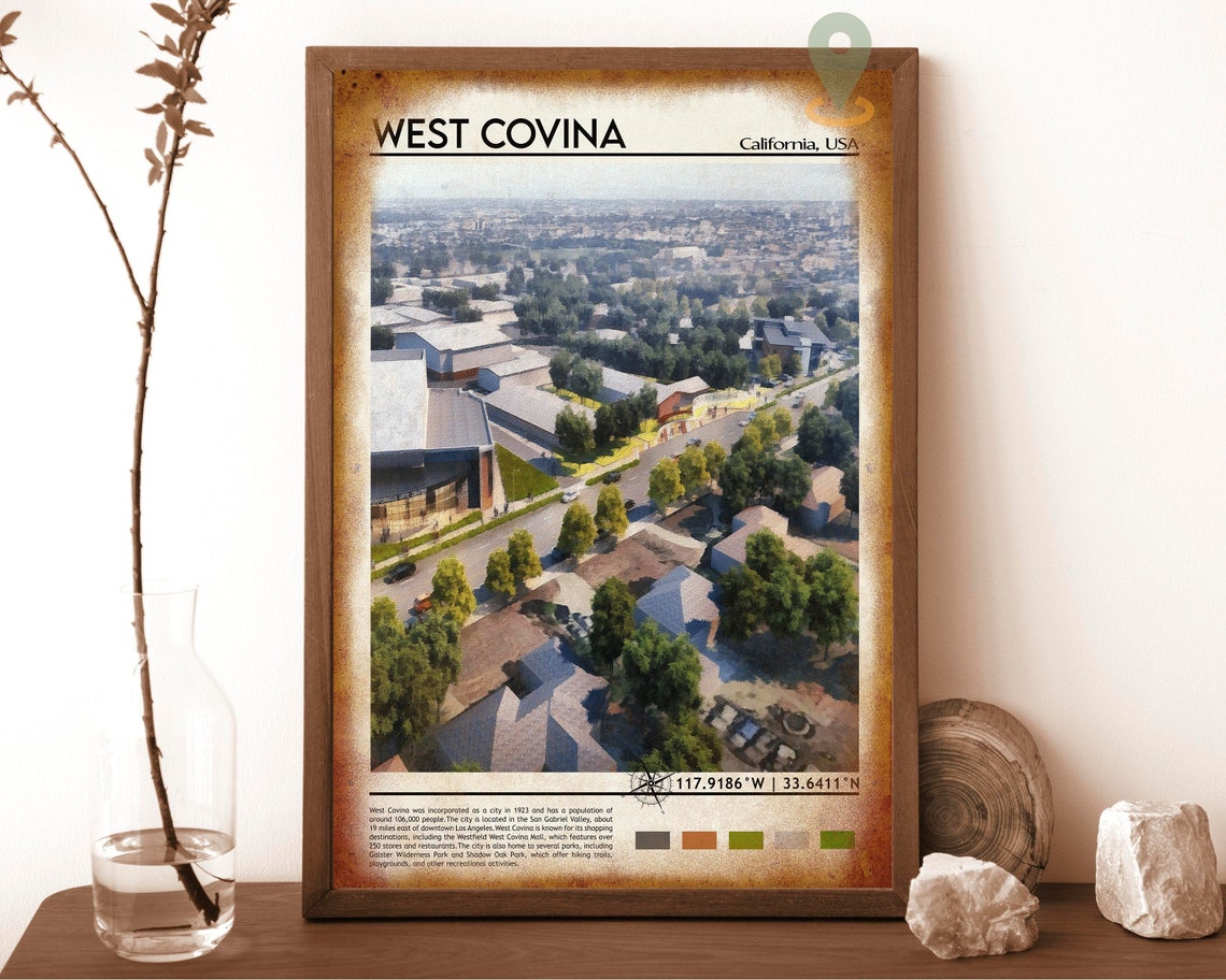 West Covina Print West Covina Poster West Covina Wall Art West Covina Travel West Covina Art Print West Covina Artwork California Art - Image 6