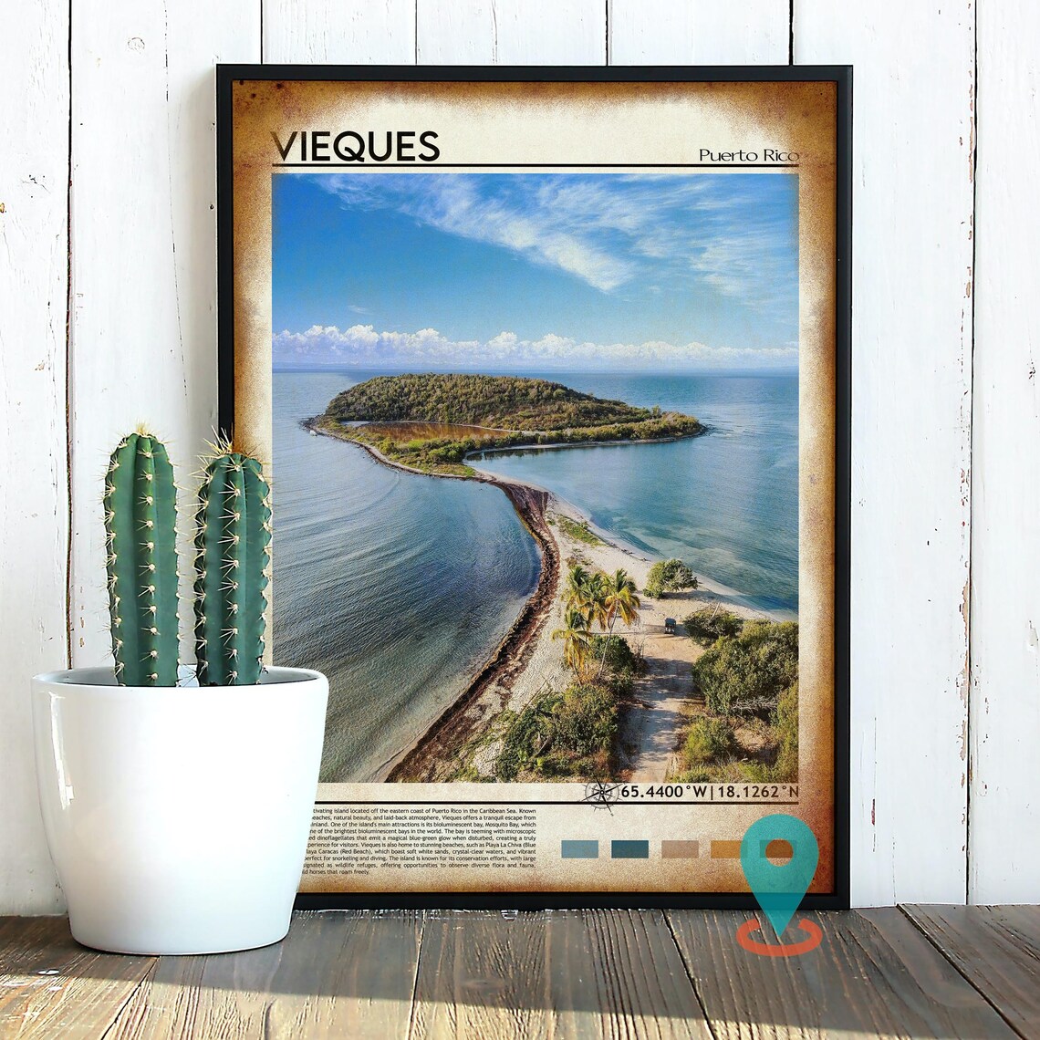 Vieques Puerto Rico Tropical Island Beach Aerial Photo Poster - Image 2