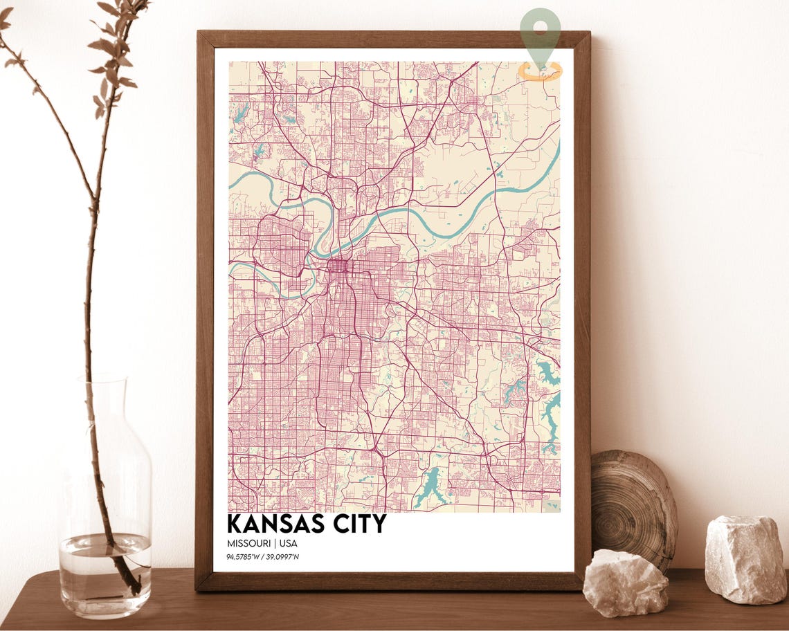 Kansas City Map Kansas City Map Print Kansas City Wall Art Kansas City Travel Poster Kansas City Poster Kansas City Photo Kansas City - Image 2