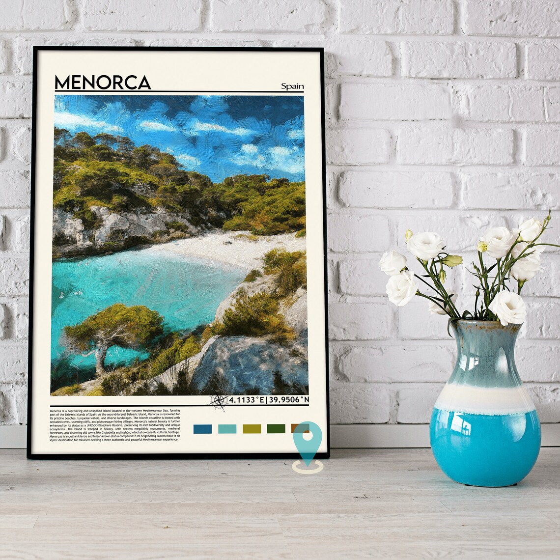 Menorca Spain Balearic Turquoise Cove Beach Island Travel Poster - Image 5