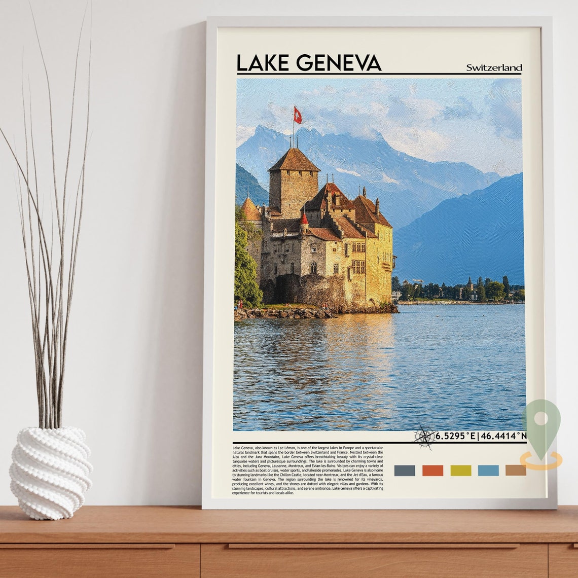 Lake Geneva Print Lake Geneva Poster Lake Geneva Wall Art Lake Geneva Travel Lake Geneva Art Print Lake Geneva Artwork Lake Geneva - Image 5