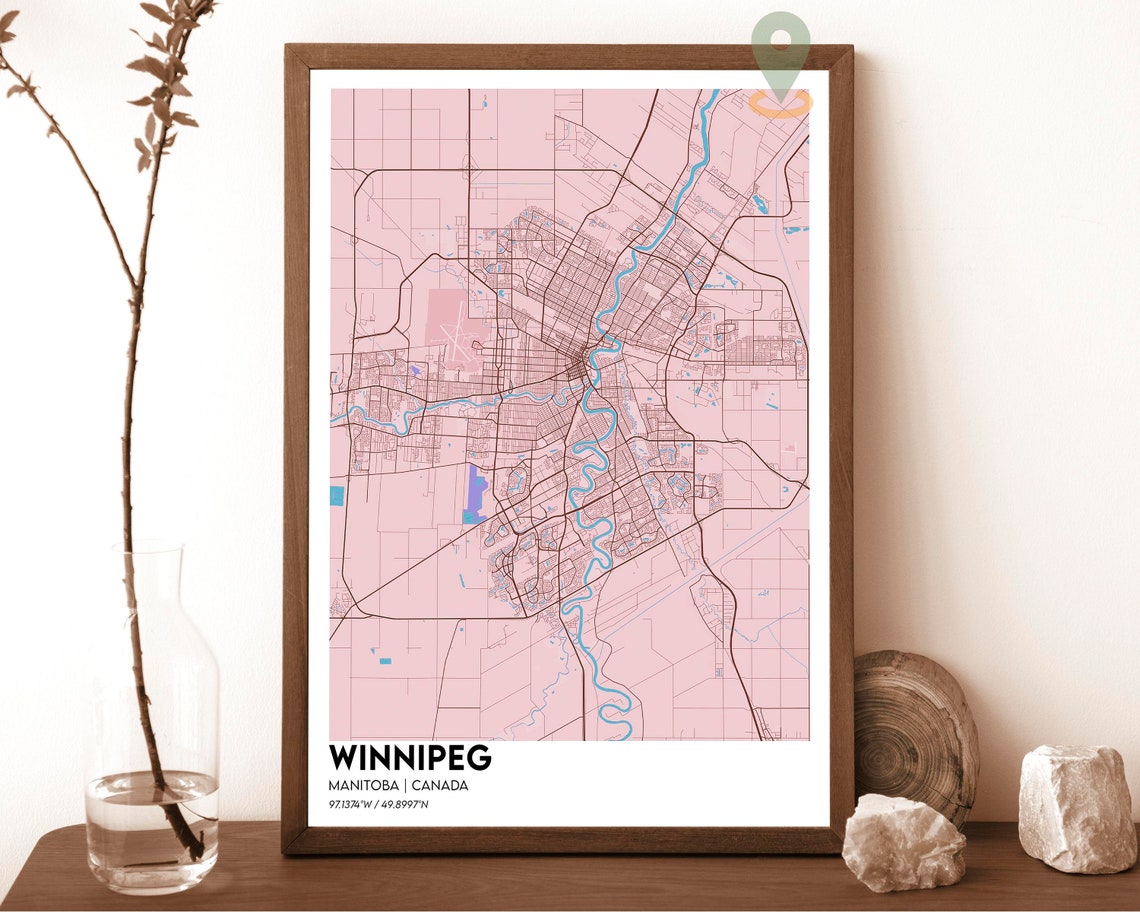 Winnipeg Manitoba Canada Emerald Green Modern City Map Grid Poster - Image 4