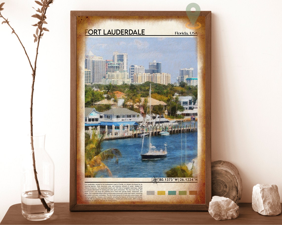 Fort Lauderdale Print Fort Lauderdale Poster Fort Lauderdale Wall Art Fort Lauderdale Travel Fort Lauderdale Art Print Florida Poster - Image 6
