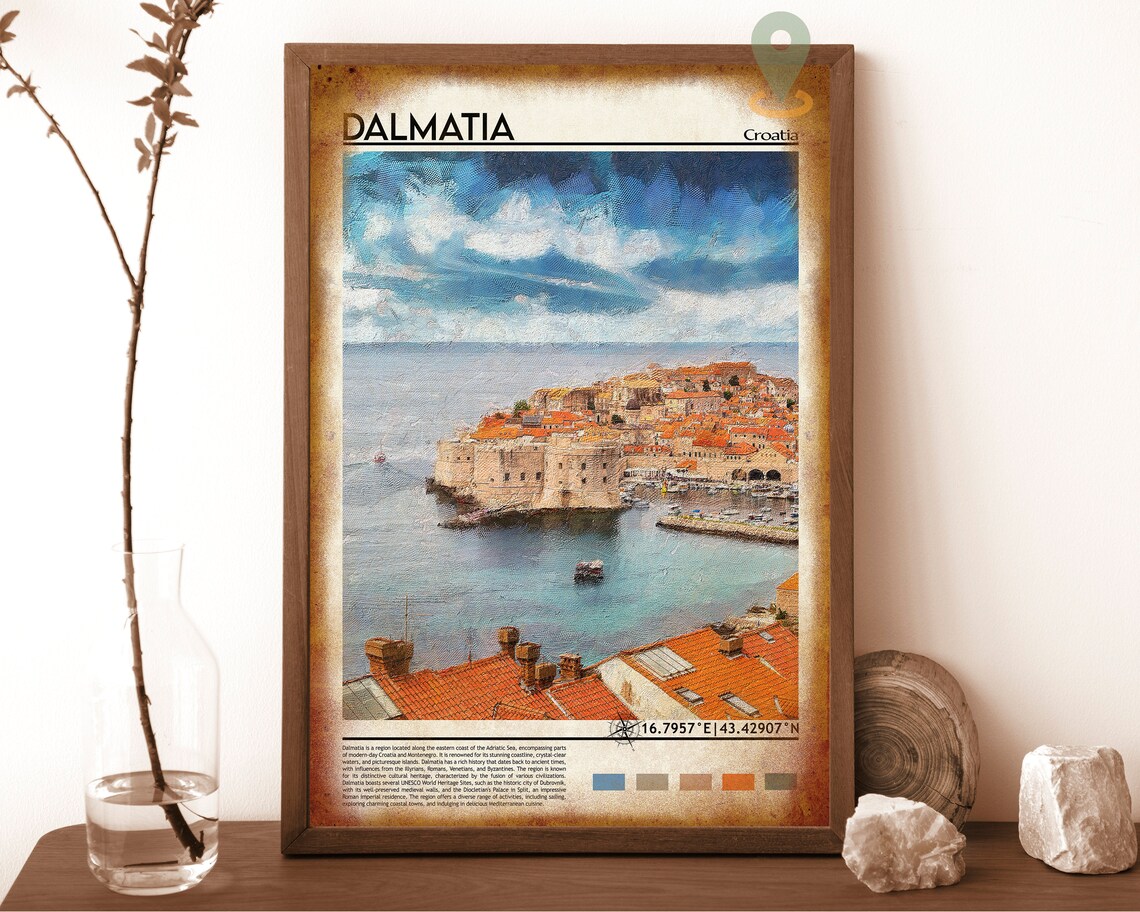 Dalmatia Croatia Dubrovnik Old Town Walls Painting Travel Poster - Image 6