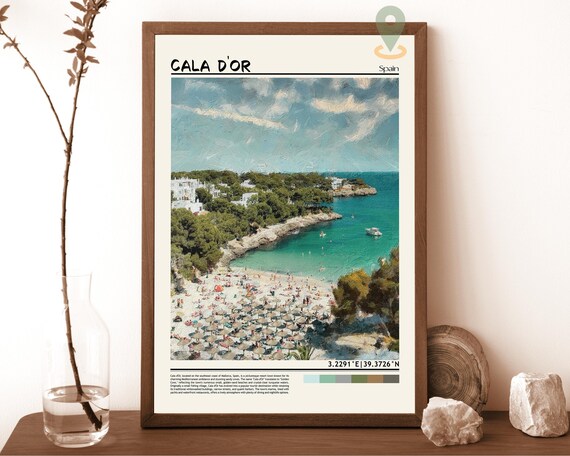 Cala d'Or Mallorca Spain Crowded Turquoise Cove Beach Photo Poster