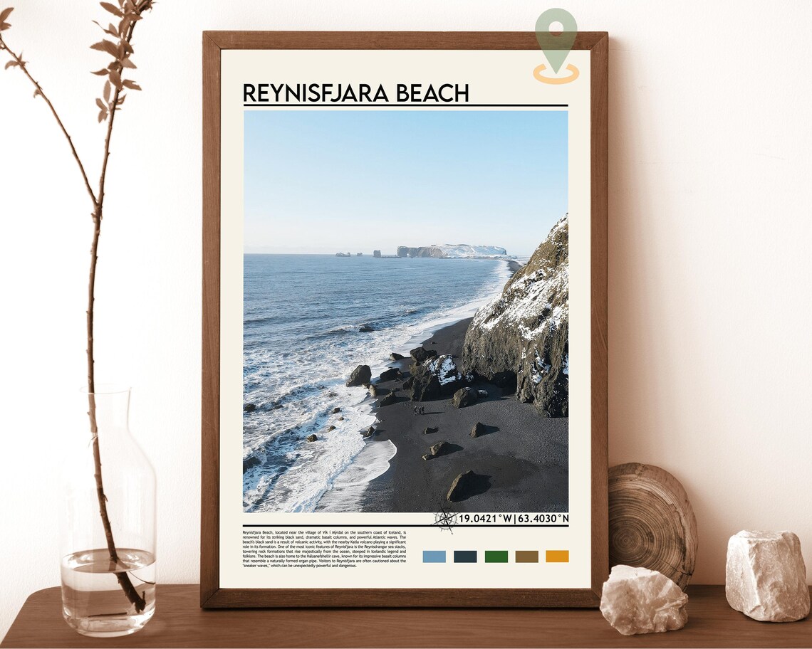 Reynisfjara Beach Iceland Black Sand Volcanic Coast Photo Poster