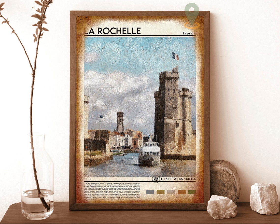 La Rochelle France Historic Harbor Medieval Stone Tower Travel Poster - Image 6