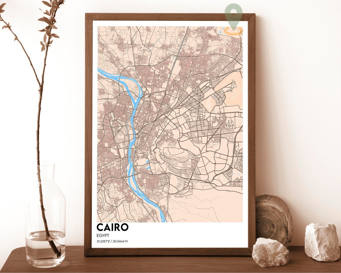 Cairo Egypt Vintage Street Map Poster Antique Cartography Art - Image 4