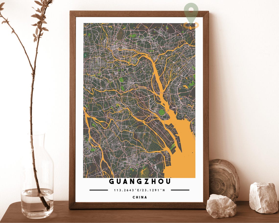 Guangzhou China Navy Street Map Pearl River Delta City Art Poster - Image 5