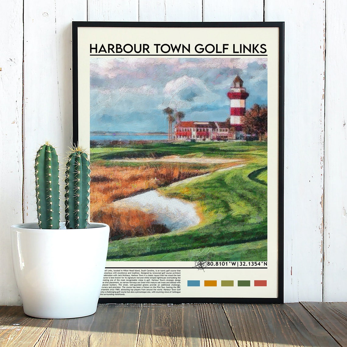 Harbour Town Golf Links Lighthouse Fairway Coastal Golf Art Poster - Image 3