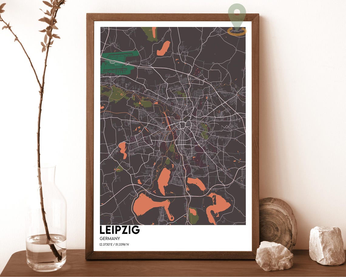Leipzig Germany Light Blue Airy European Street Map Travel Poster - Image 4