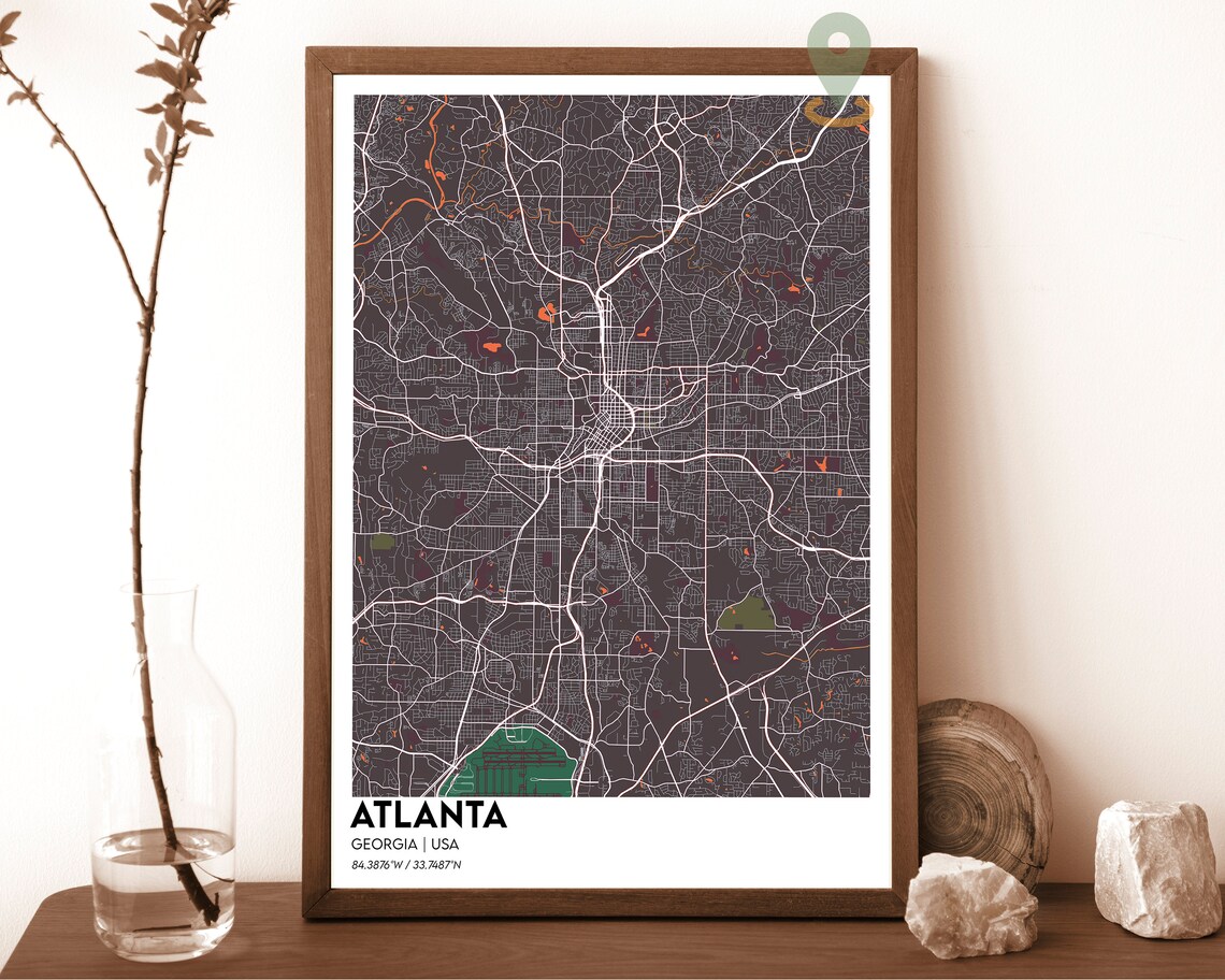 Atlanta Map Atlanta Map Print Atlanta Personalized Map Atlanta Wall Art Atlanta Travel Poster Atlanta Poster Atlanta Georgia Poster - Image 2