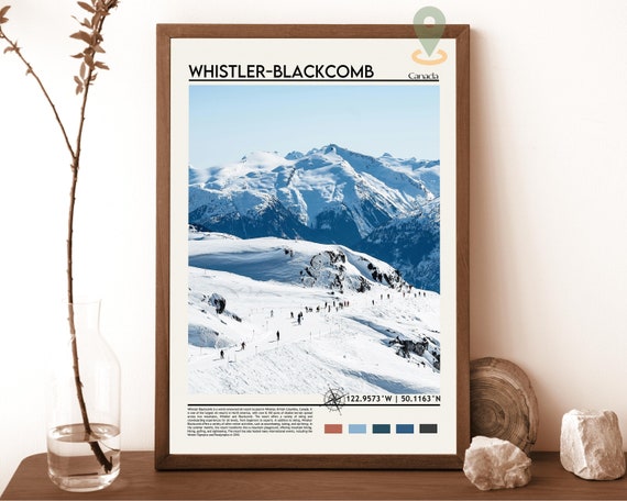 Ski Whistler Print Poster Skiing Art British Columbia Canada Skiers Whistler Blackcomb Print Whistler Blackcomb Poster Canada Ski