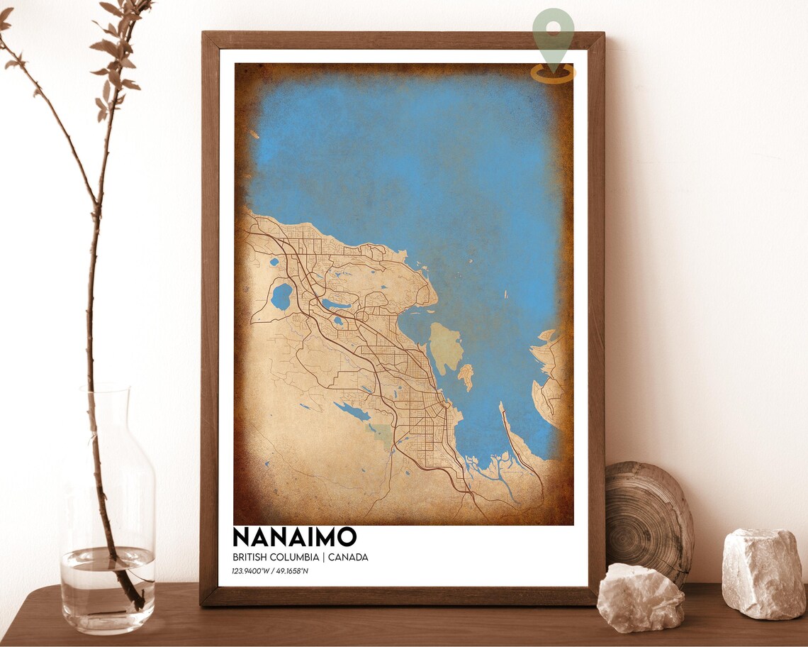 Nanaimo British Columbia Striking Coastal City Map Art Poster - Image 2