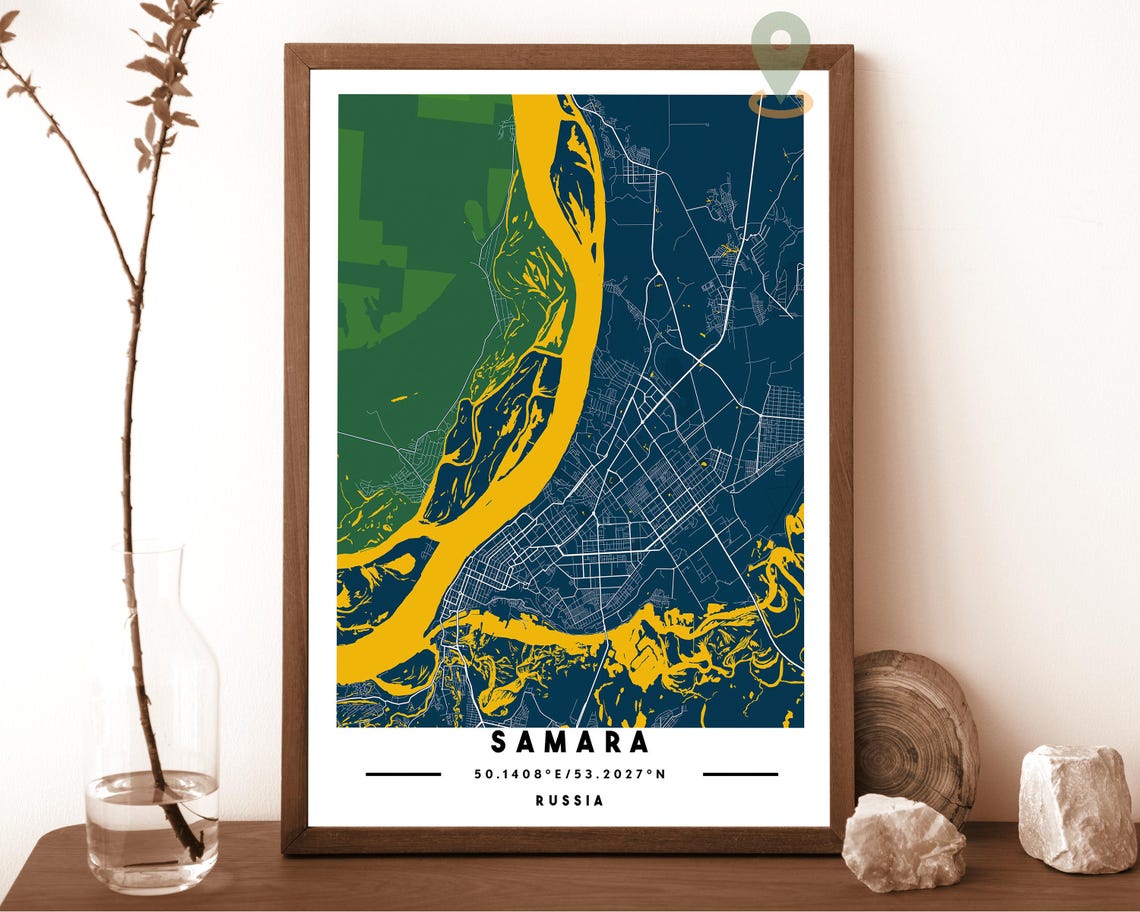 Samara Russia Blush Pink City Map Coordinates Modern Wall Art - Image 6