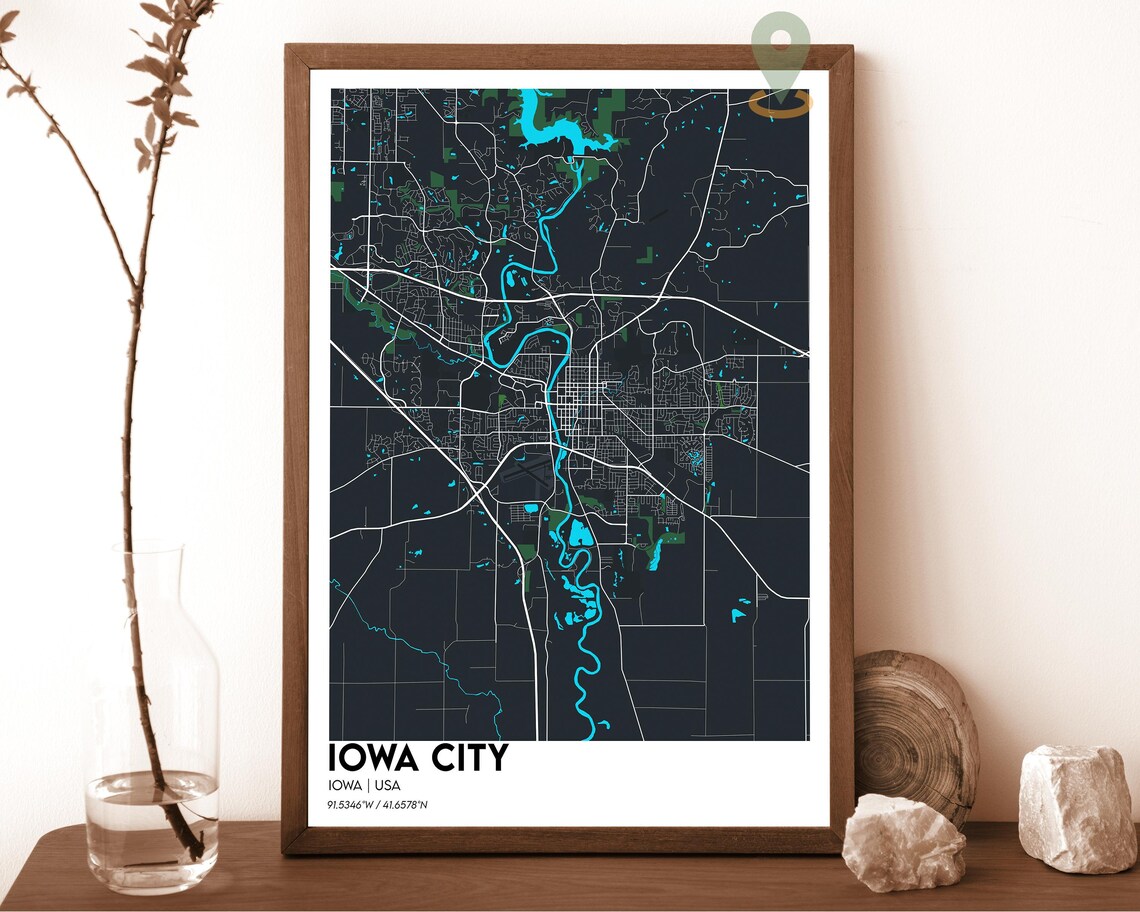Iowa City Iowa Cream Vintage Minimalist City Street Map Wall Art - Image 5