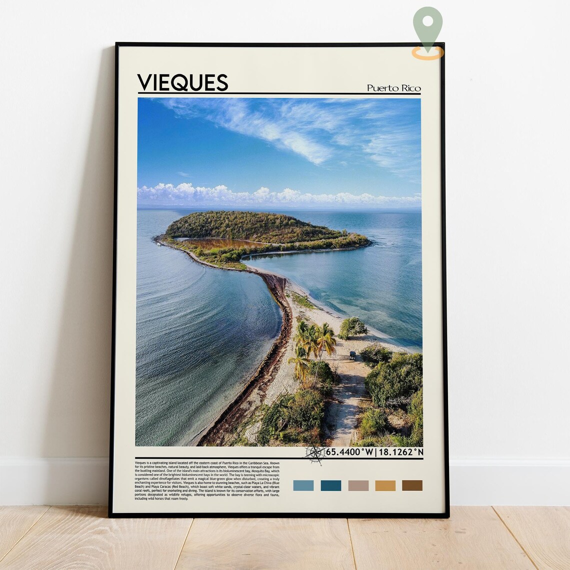 Vieques Puerto Rico Tropical Island Beach Aerial Photo Poster - Image 4