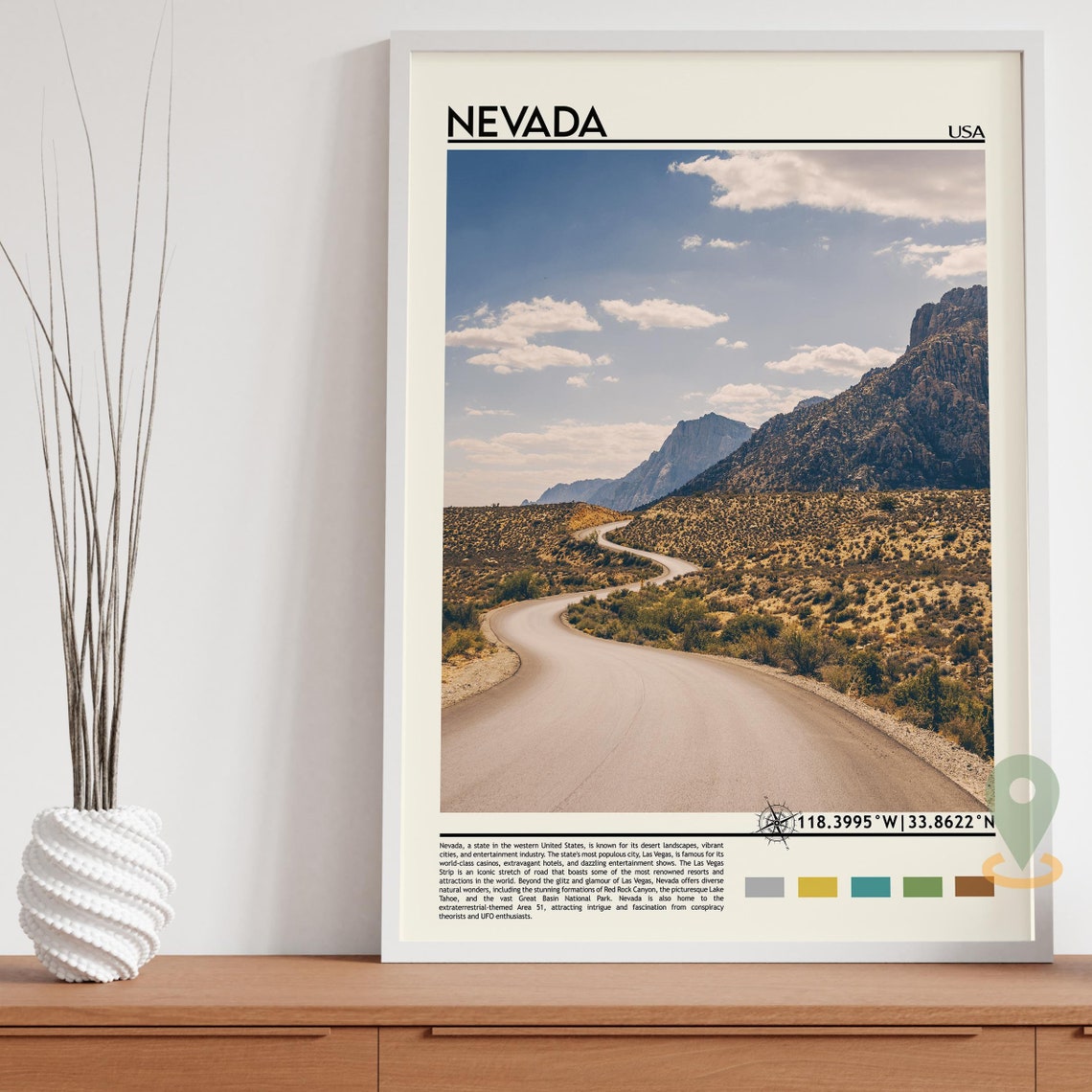 Nevada Desert Canyon Road Travel Poster Scenic Mountain Drive - Image 3