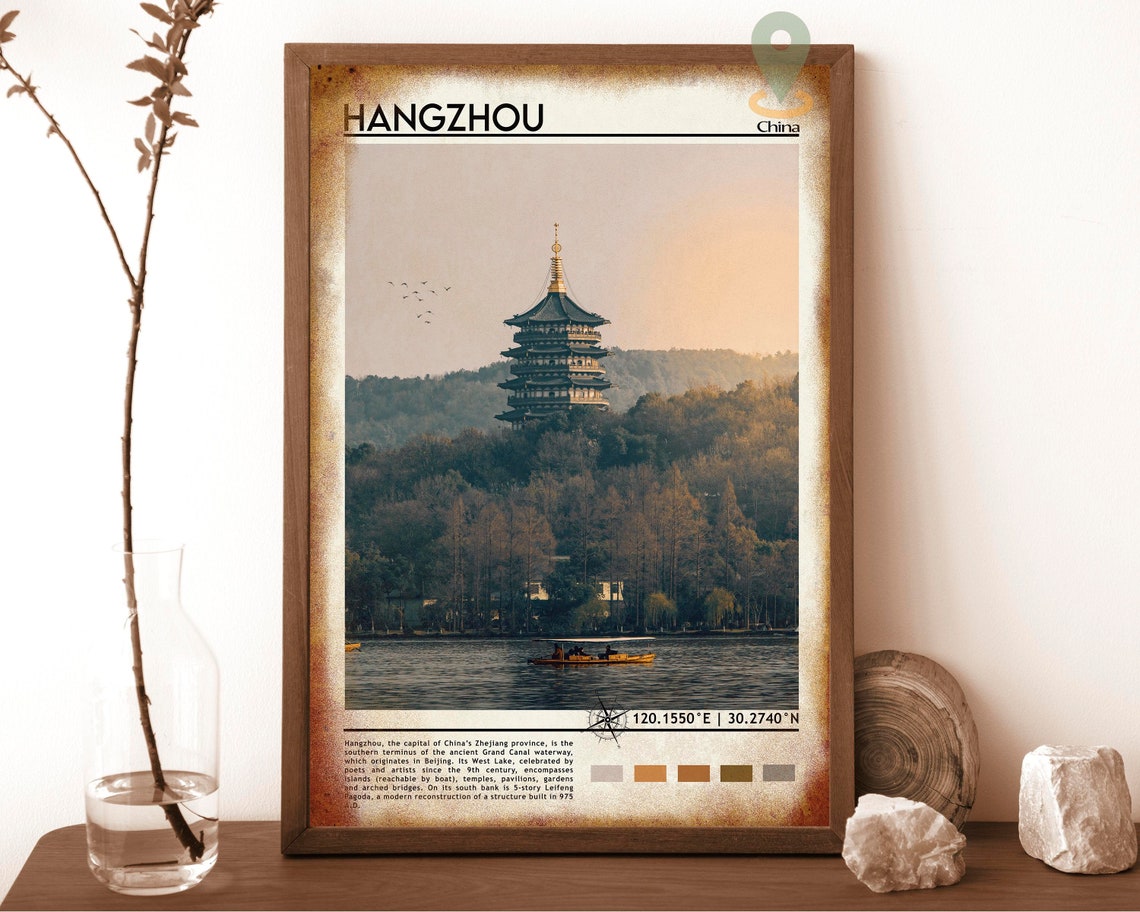 Hangzhou Print Hangzhou Art Hangzhou Poster Hangzhou Photo Hangzhou Poster Print Hangzhou Painting China Poster Vintage Poster - Image 6
