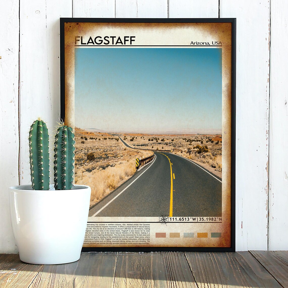 Flagstaff Arizona USA Desert Highway Open Road Vintage Poster - Image 2