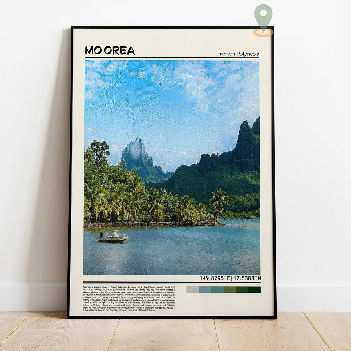 Moorea French Polynesia Tropical Lagoon Mountain Island Poster - Image 4