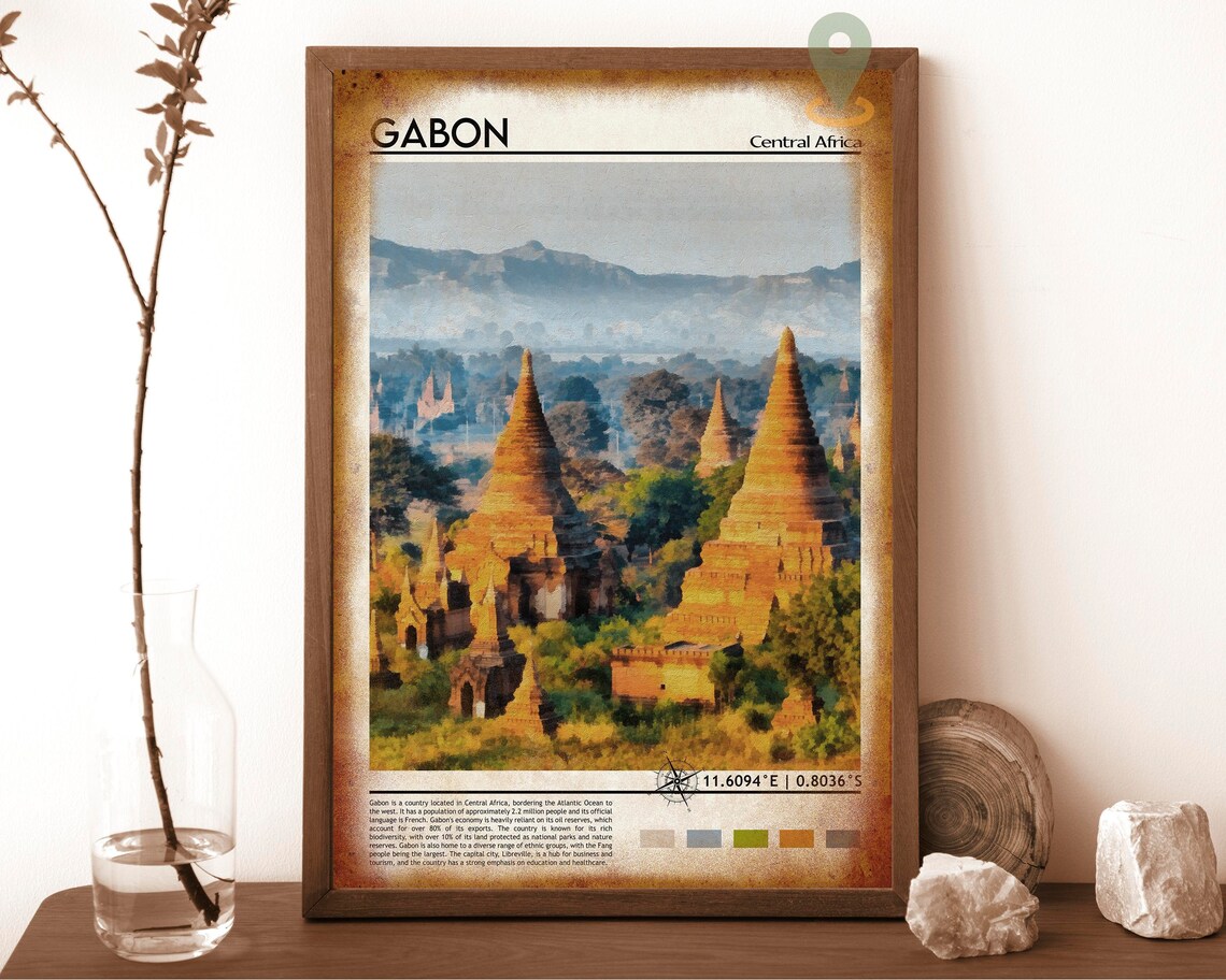Ancient Temple Stupas Sunrise Golden Asia Travel Photo Poster - Image 6