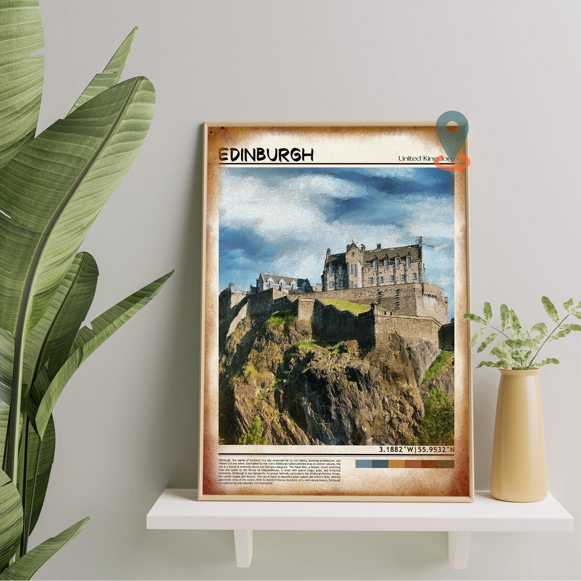 Edinburgh Castle Scotland United Kingdom Vintage Style Travel Poster - Image 5