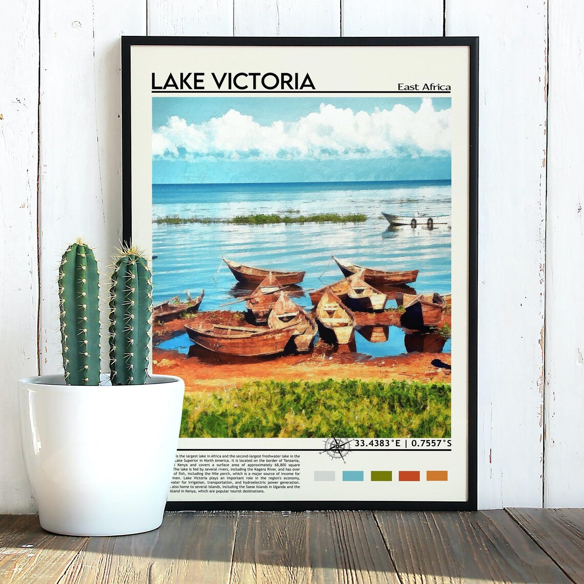 Lake Victoria East Africa Wooden Fishing Boats Shoreline Poster - Image 2