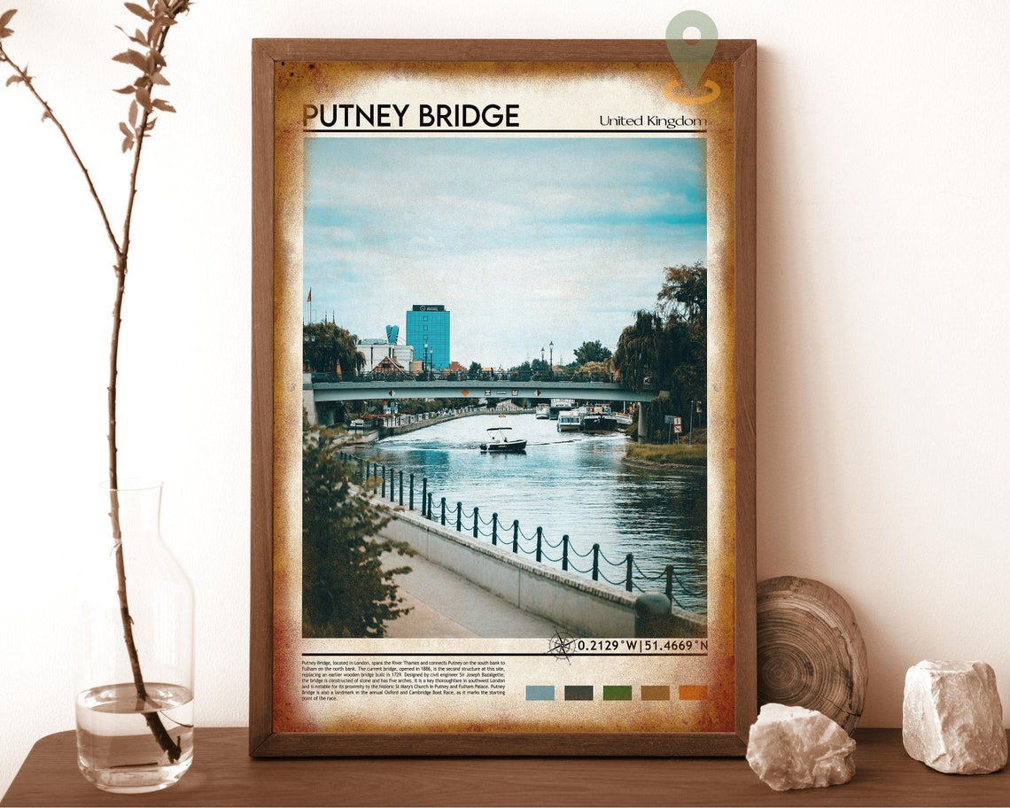 Putney Bridge London Thames River Historic Crossing Scene Poster - Image 6