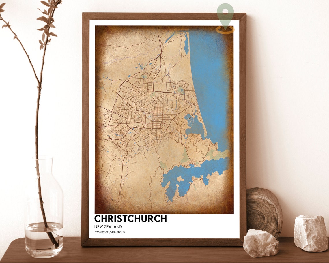 Christchurch New Zealand Christchurch Map Christchurch Map Print Christchurch Gift Christchurch Wall Art Christchurch Travel Poster - Image 2
