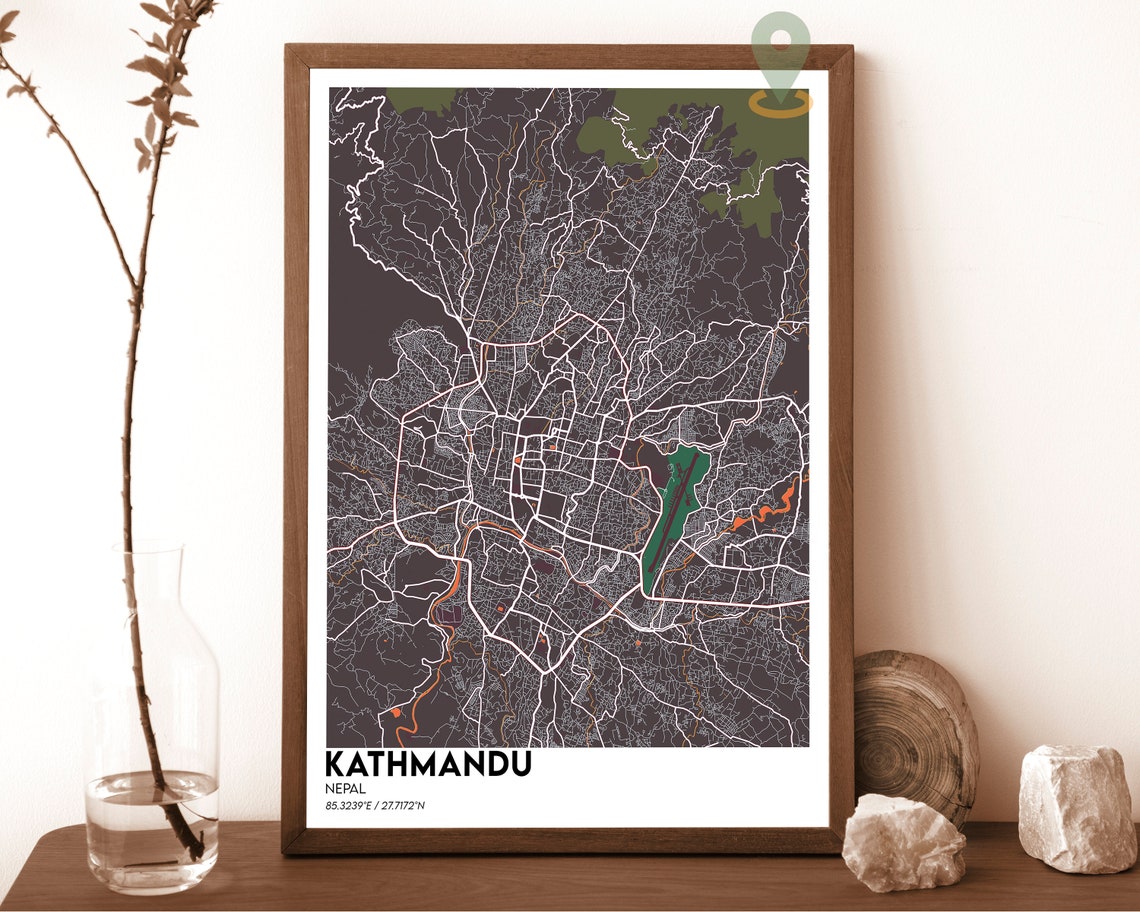 Kathmandu Nepal City Street Map Minimalist Urban Geography Art Poster