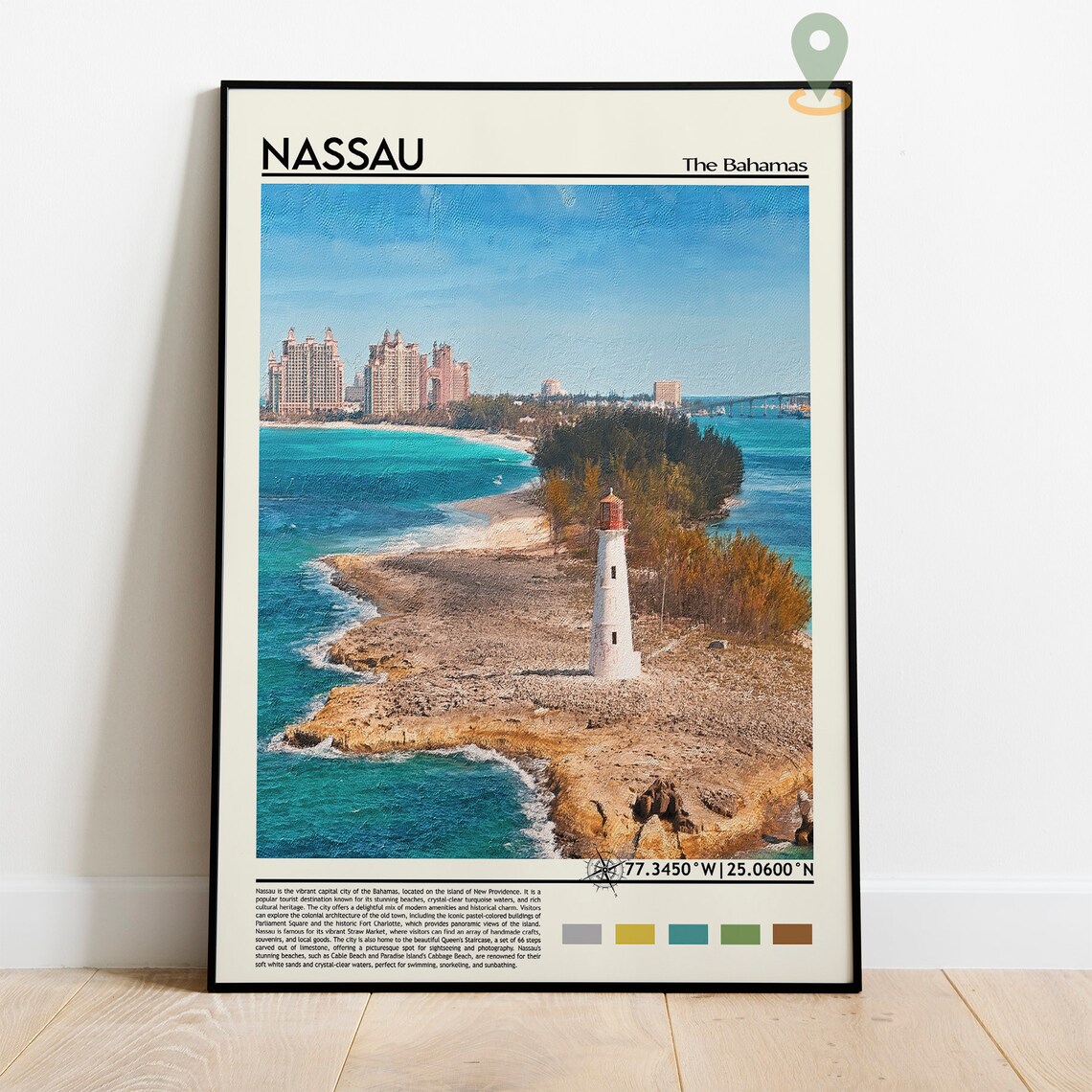 Nassau The Bahamas Lighthouse Tropical Beach Travel Photo Poster - Image 2