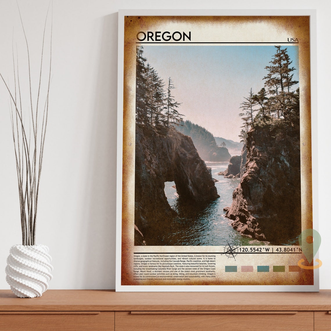 Oregon USA Rugged Sea Cliffs Pacific Coast Nature Travel Poster - Image 4