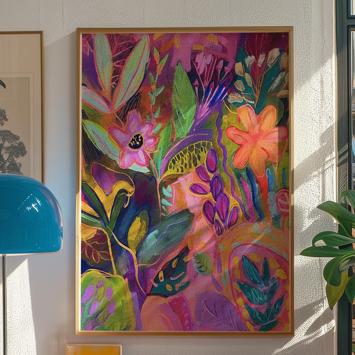 Abstract Botanical Print, Maximalist Decor Art Print